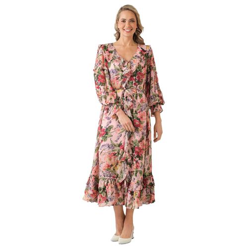 byTiMo Dotted Georgette Belt Dress